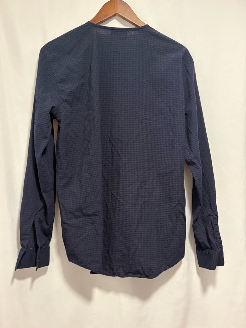 Zara Man Navy Textured Zip Front Long Sleeve Shirt Lightweight Jacket Size M - Picture 2 of 6